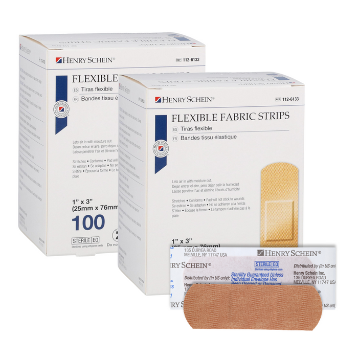 Adhesive Fabric Bandage Strips, 1" x 3", Sterile