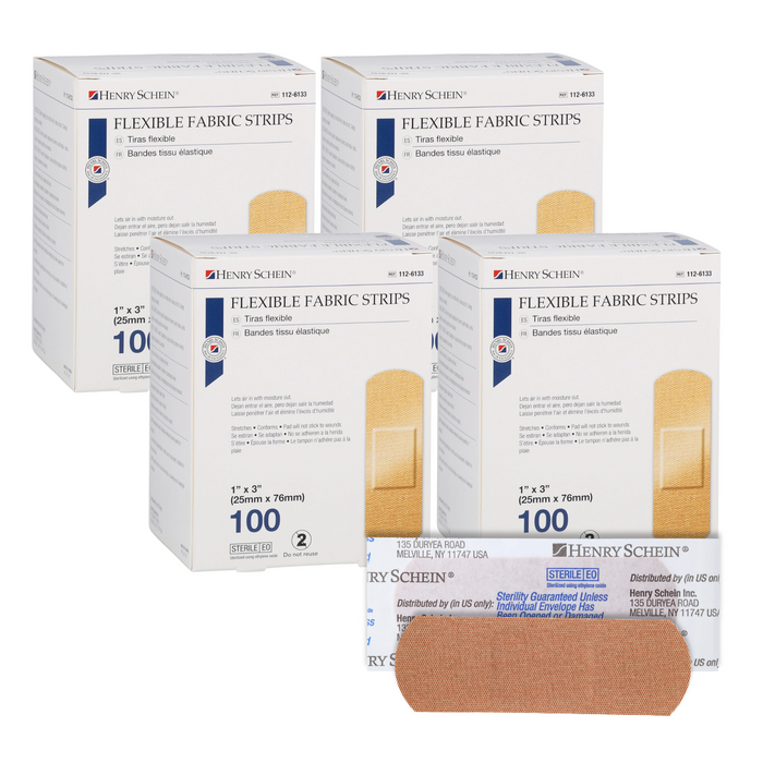 Adhesive Fabric Bandage Strips, 1" x 3", Sterile