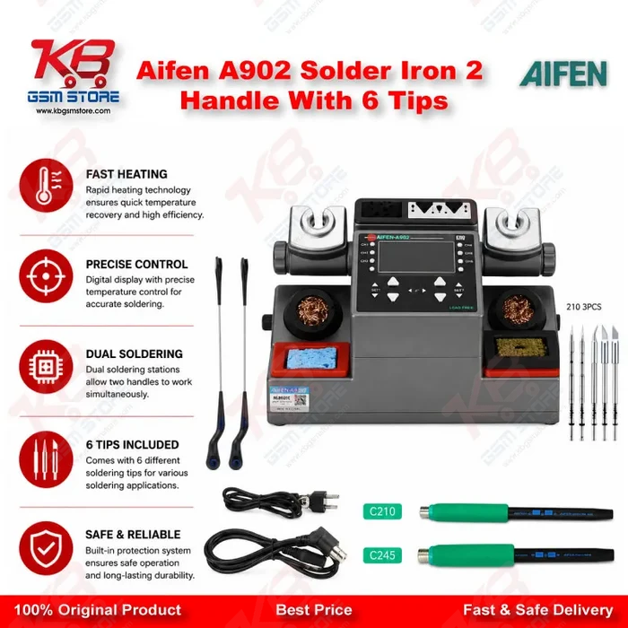 Aifen A902 Solder Iron 2 Handle With 6 Tips