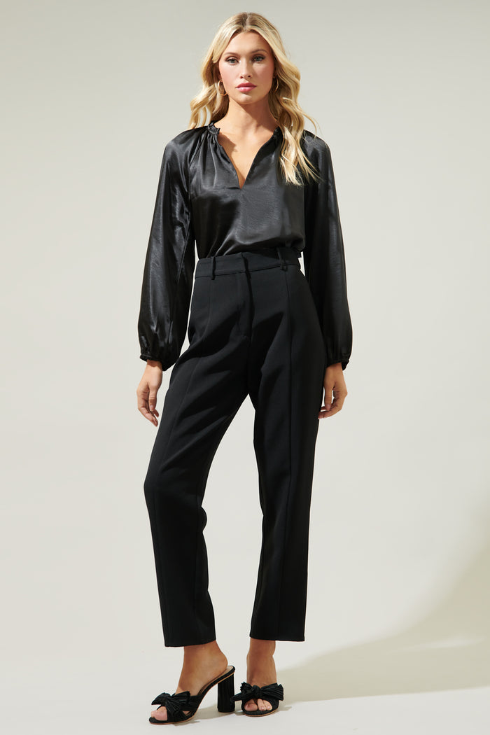 Alcazar Raglan Sleeve Satin Blouse