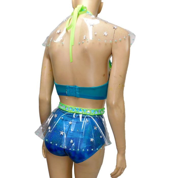 Alien Bra Skirt and Panties in Blue and Green