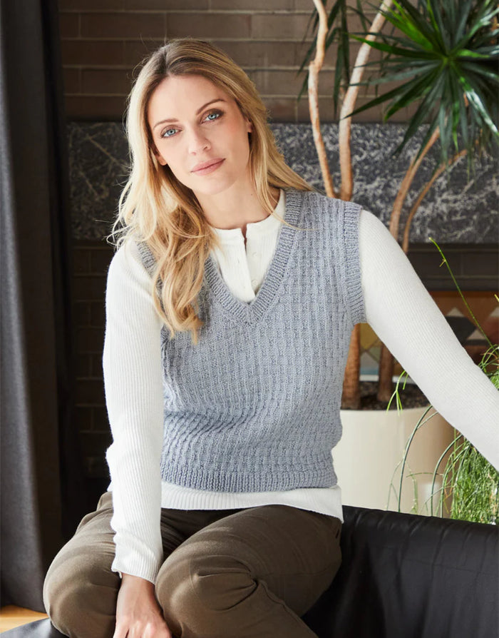 Alma Slipover & Waistcoat Knitting Pattern for ColourLab DK Yarn