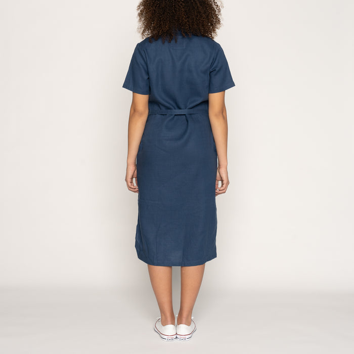 Aloha Dress - French Linen Fine Canvas - Blue by Naked & Famous Denim