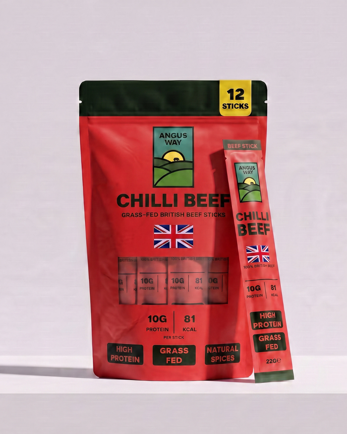 Angus Way Chilli Beef Grass-Fed British Beef Sticks 12 Pack