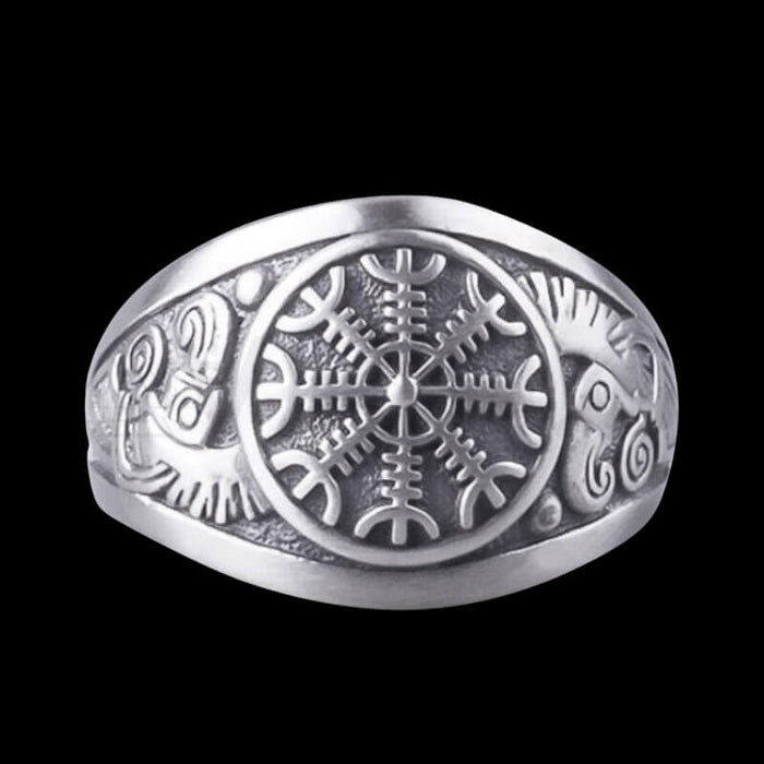 vkngjewelry Bagues Helm of Terror Silver Viking Ring