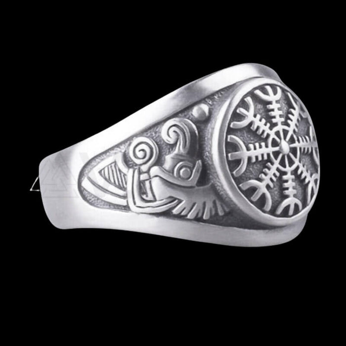 vkngjewelry Bagues Helm of Terror Silver Viking Ring
