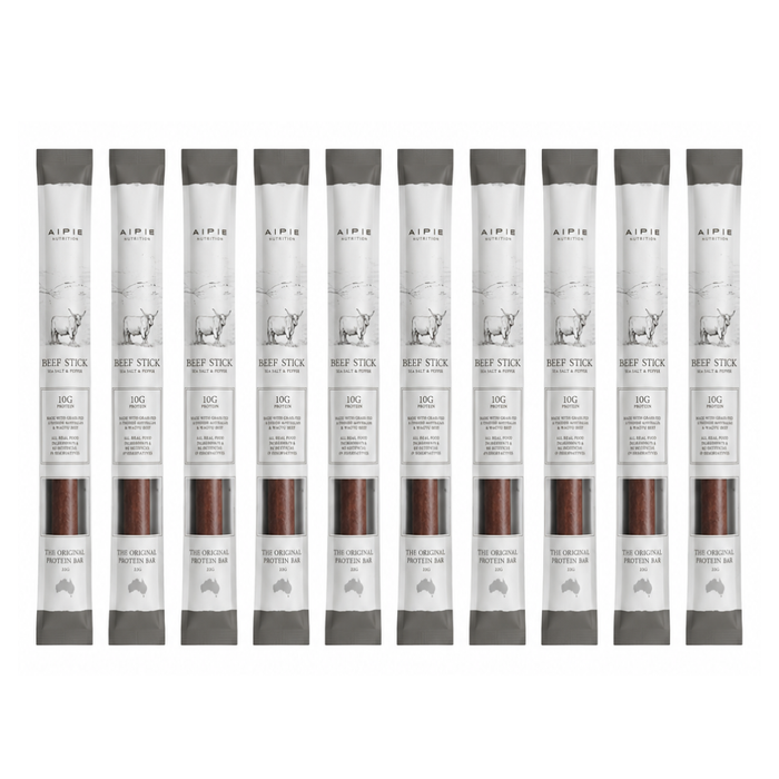 Ape Nutrition Grass-Fed Beef Sticks Sea Salt & Pepper 22g 10 Sticks