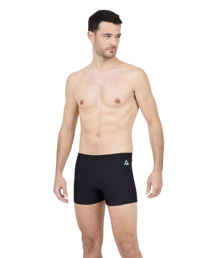 Black Aqua Sphere essentials boxer briefs with white logo and flexible fit