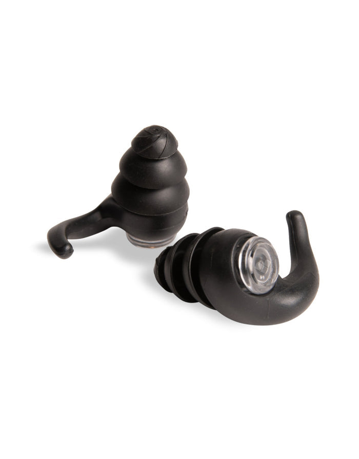 Arena 3-Ring Form Swim Earplug with black hooks and silicone tips for noise reduction