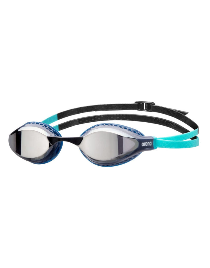 Arena Airspeed mirror swim goggle with blue black frame silver lenses