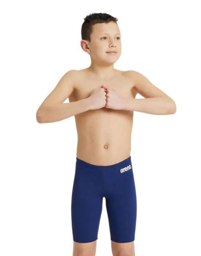 Arena Boys Team Solid Swim Jammer navy trunks with white logo