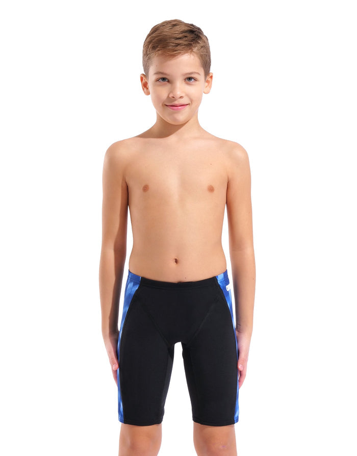 Arena - Boys Wave Swim Jammer - Black/Team Royal - Model Front