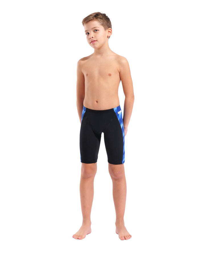 Arena - Boys Wave Swim Jammer - Black/Team Royal - Model Front Full Body