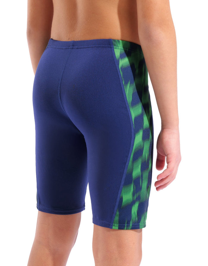Arena - Boys Wave Swim Jammer - Navy/Team Blue Green - Model Back Close Up