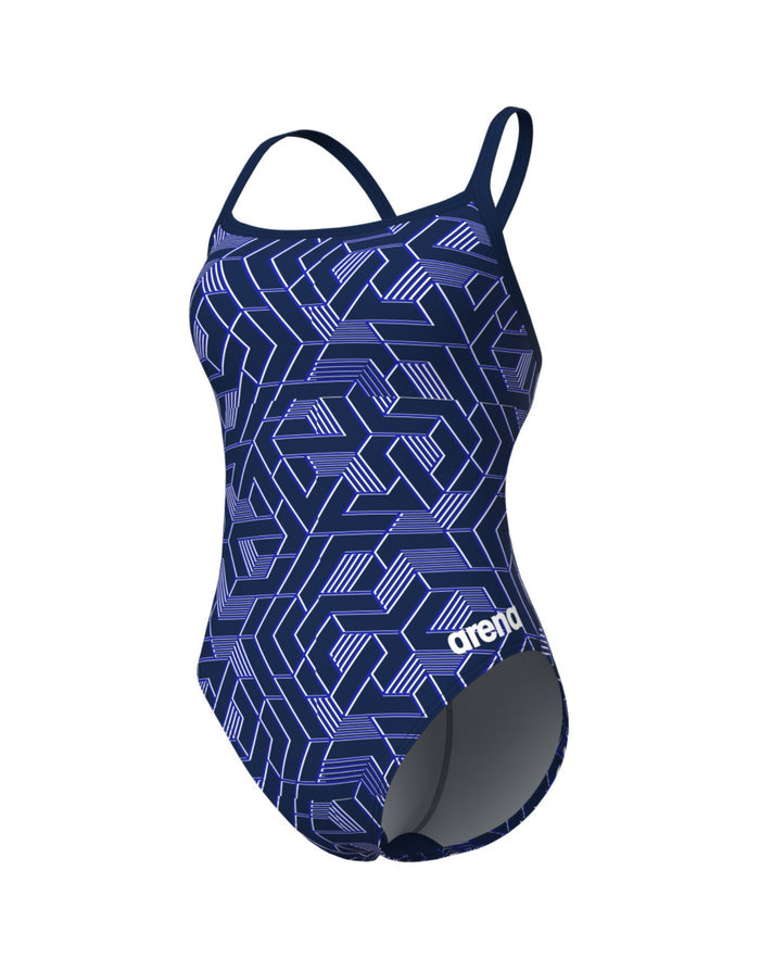 Navy Arena Escape Challenge swimsuit with blue geometric design