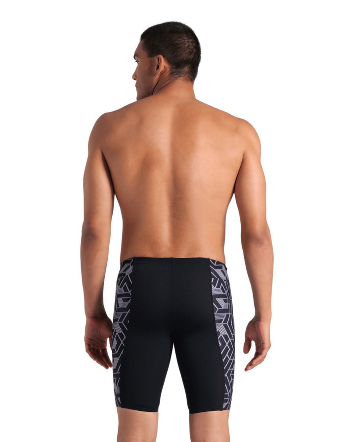 Black and gray geometric Arena Escape Swim Jammer trunks