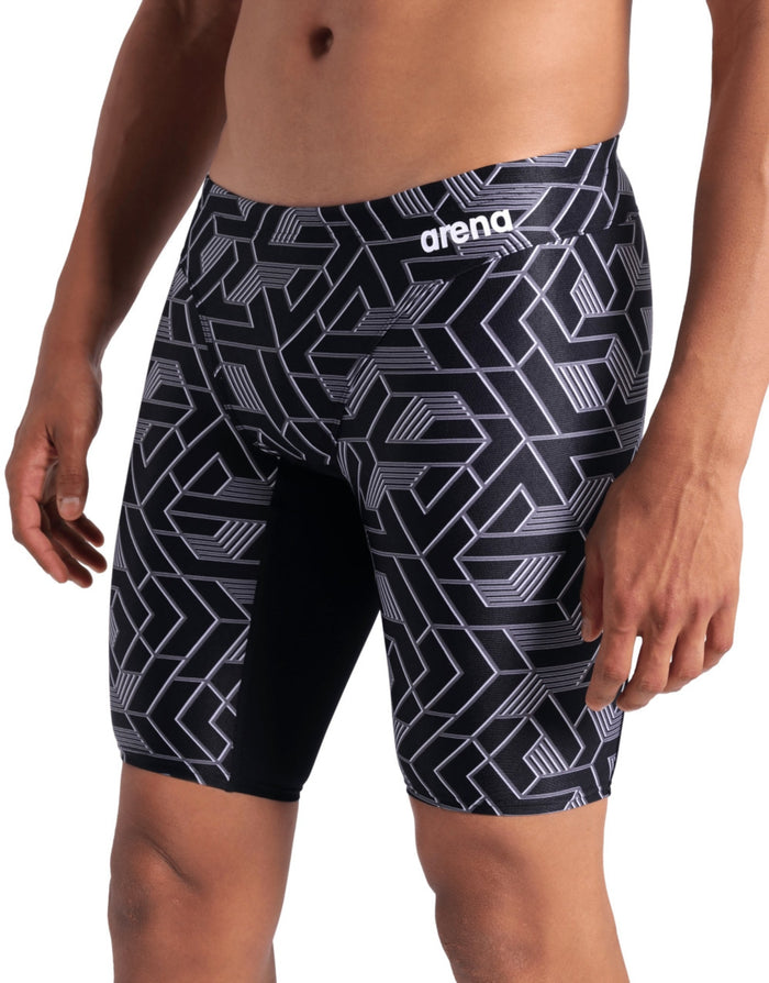 Arena Escape Swim Jammer black and white geometric print swim trunks