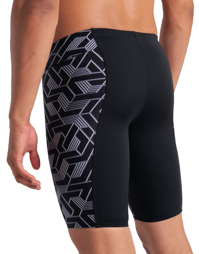 Arena Escape Swim Jammer black and gray geometric swim trunks