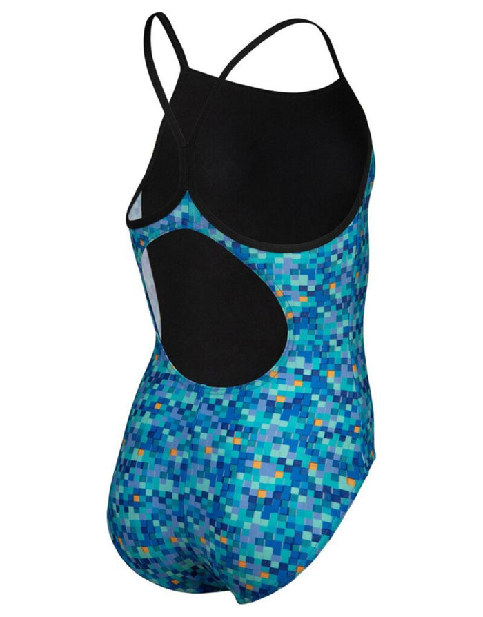 Arena Girls Pooltiles Lightdrop swimsuit in blue mosaic with black accents