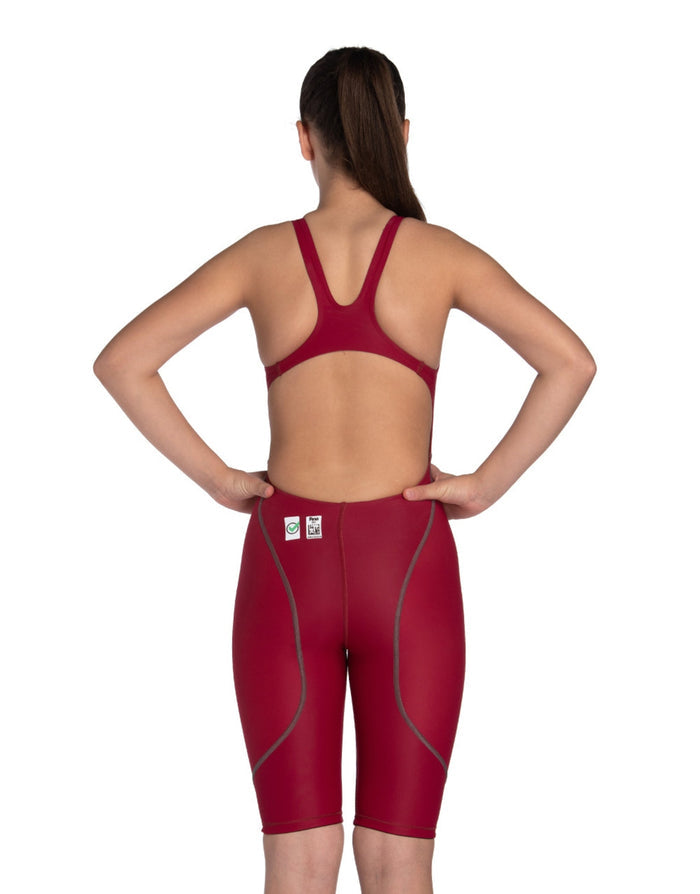 Arena Girls Powerskin ST NEXT deep red compression shorts with mesh panels