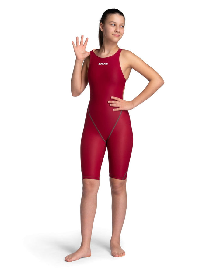 Arena Girls Powerskin ST NEXT deep red swimsuit with black accents