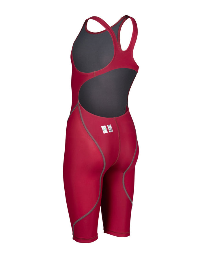 Arena Girls Powerskin ST NEXT open back suit in deep red with recycled materials