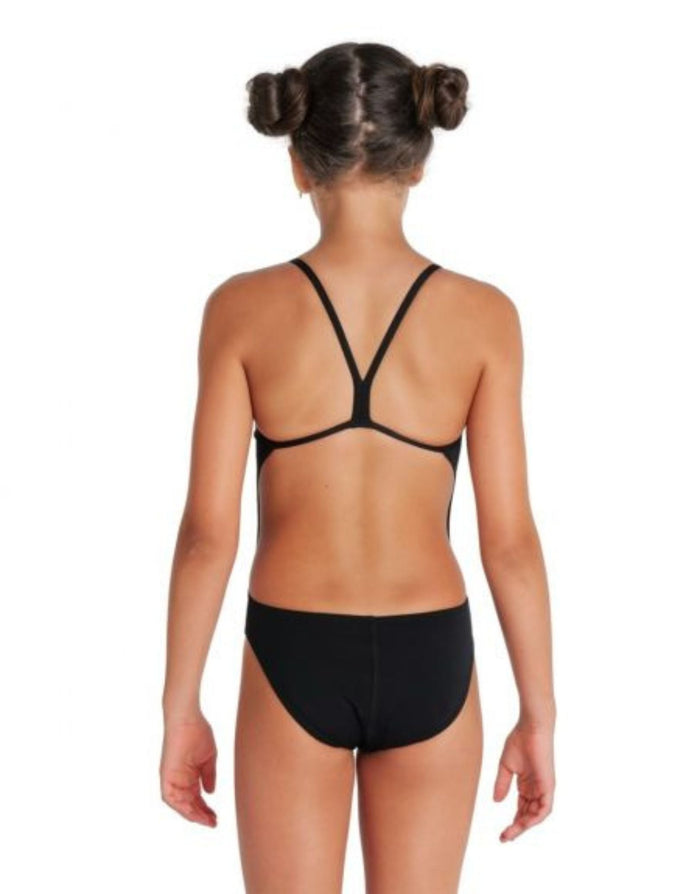 Black Arena Girls Team Challenge solid swimsuit with crisscross back bikini