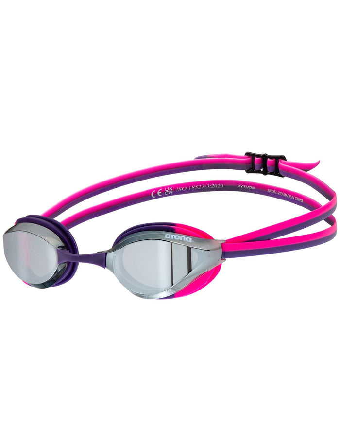 Arena Python Mirror Junior Swim Goggles - Silver/Shocking Pink/Plum - Childrens Goggles