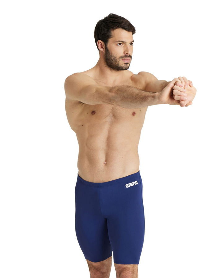 Navy Arena Team Solid Swim Jammer with white logo
