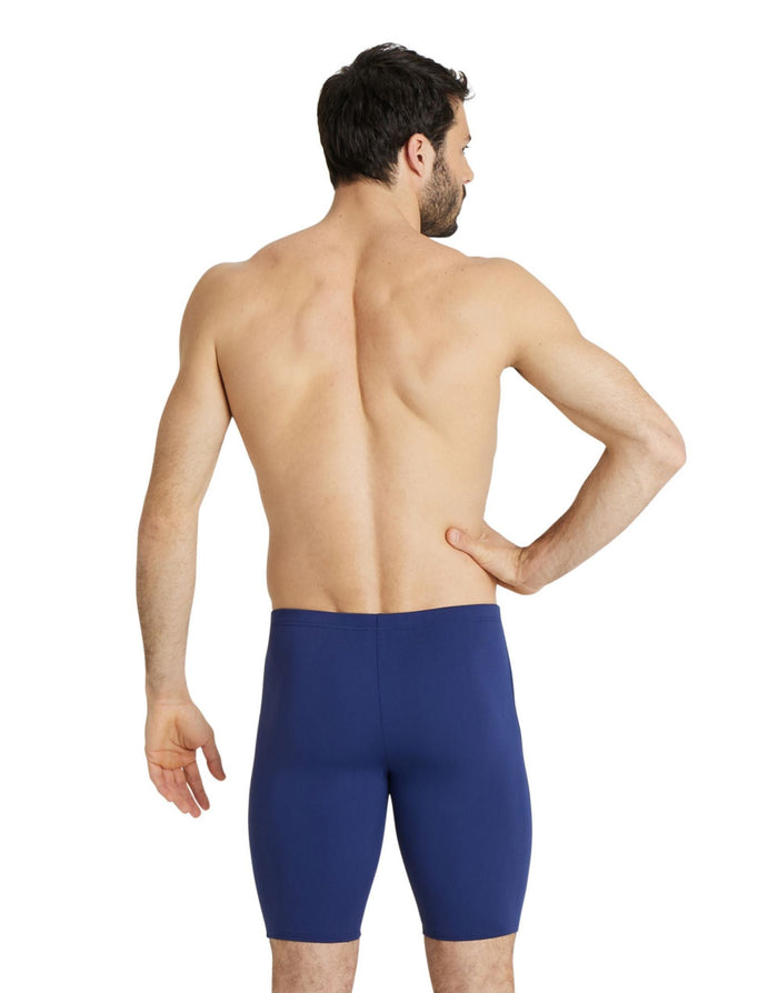 Navy white Arena team solid swim jammer with blue ribbed compression shorts