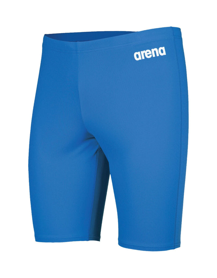 Royal blue Arena team solid swim jammer with white logo