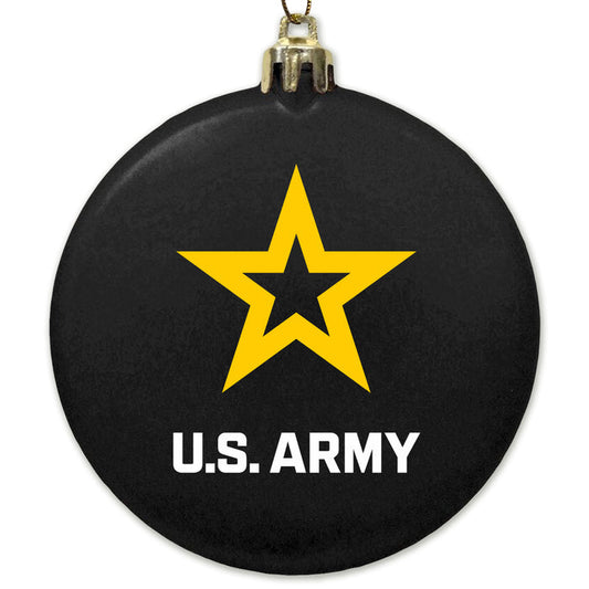 Army Star 3" Satin Finish Flat Shatterproof Ornament (Black)