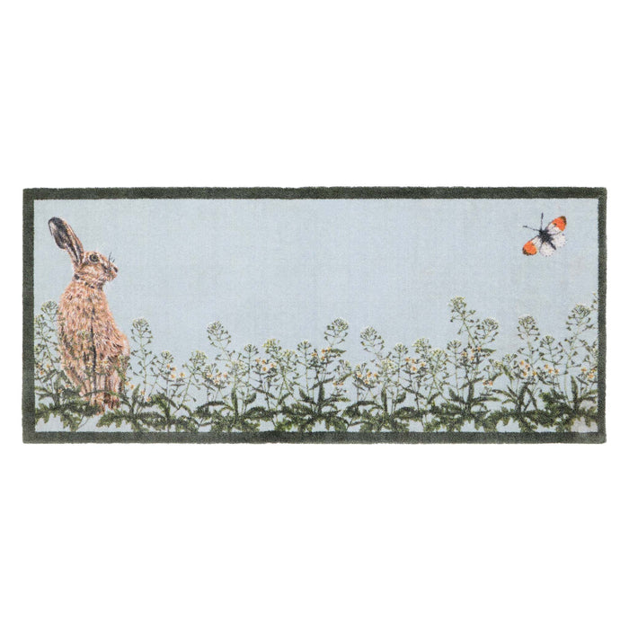 Hare & Shepard's Purse Washable Runner- made from eco-friendly materials featuring a hare chasing a butterfly.