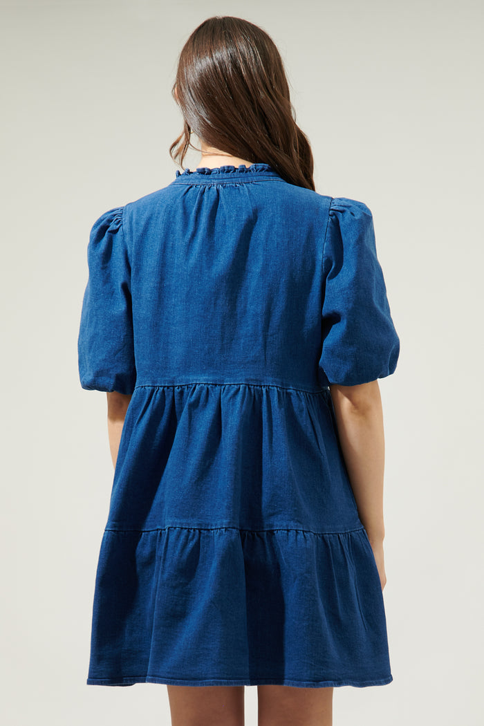Aura Jacey Babydoll Denim Mini Dress
