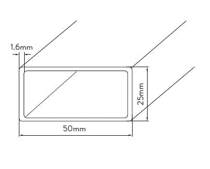 AUSTRALIS BALUSTRADE - OFFSET ALUMINIUM HANDRAIL, 5800mm box, 50 x 25mm - Image 2