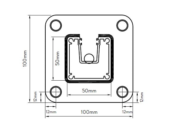 AUSTRALIS DELUXE BALUSTRADE - ONE WAY BASE PLATED POST 1050mm - Image 2