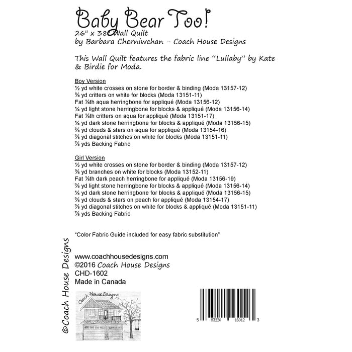 Baby Bear Too! Downloadable PDF Quilt Pattern