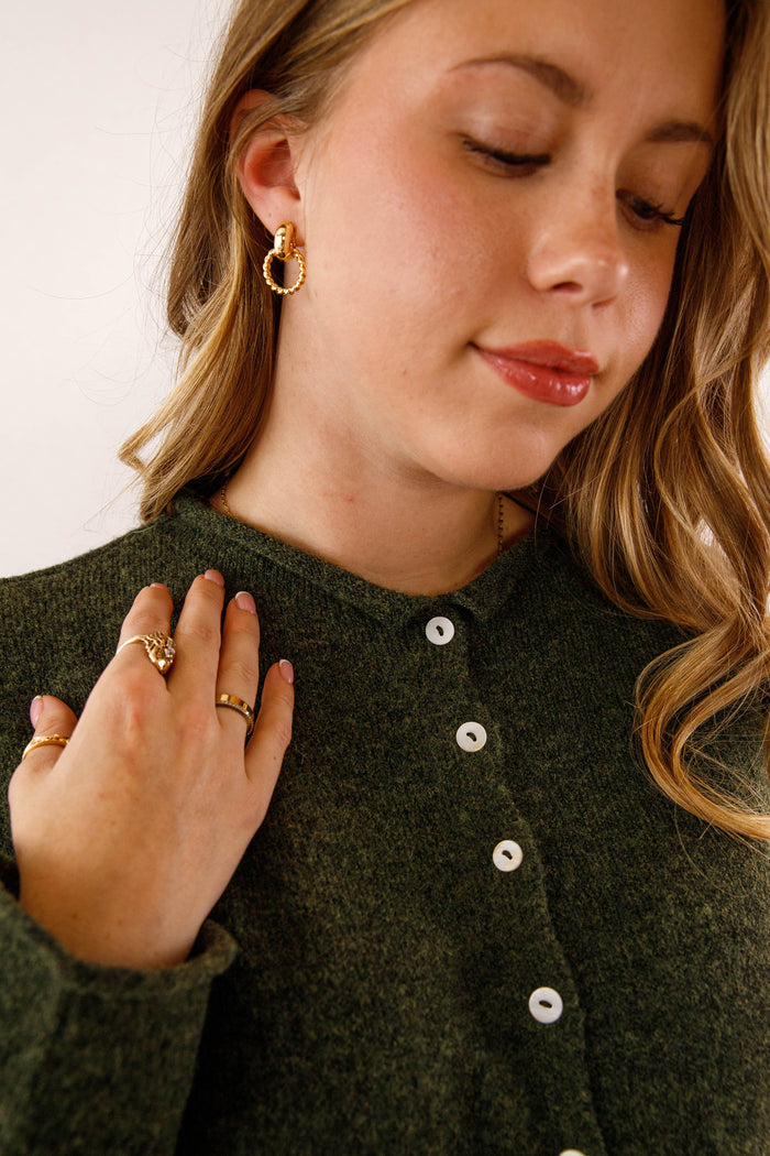 Rolled Neck Collar Cardigan- Things Between Cardigan- Emilie K Cardigan