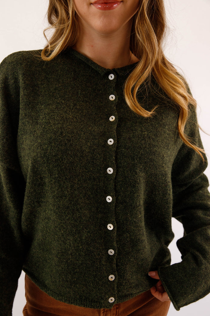 Rolled Neck Collar Cardigan- Things Between Cardigan- Emilie K Cardigan