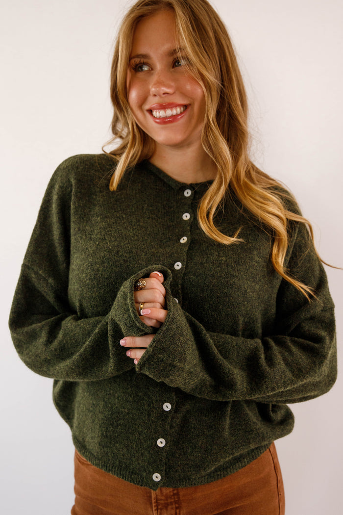 Rolled Neck Collar Cardigan- Things Between Cardigan- Emilie K Cardigan