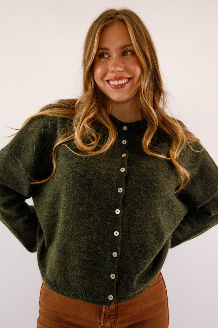 Rolled Neck Collar Cardigan- Things Between Cardigan- Emilie K Cardigan