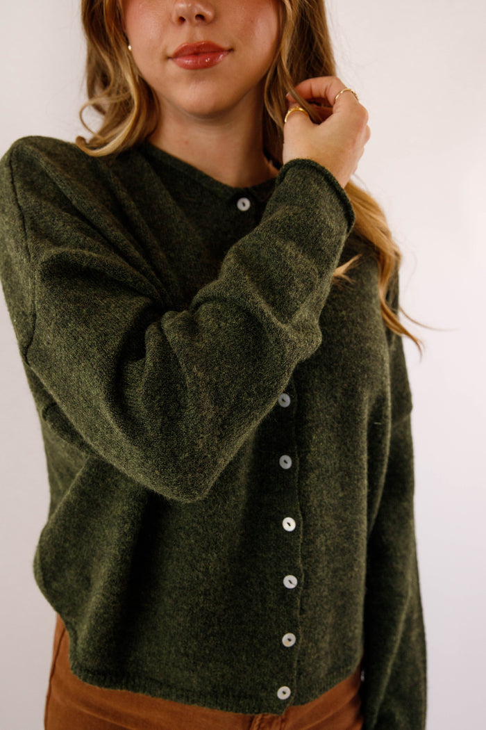 Rolled Neck Collar Cardigan- Things Between Cardigan- Emilie K Cardigan