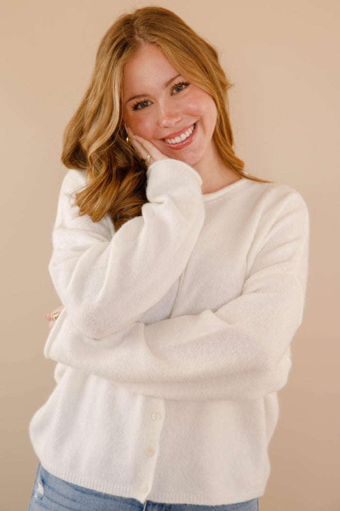 Rolled Neck Collar Cardigan- Things Between Cardigan- Emilie K Cardigan
