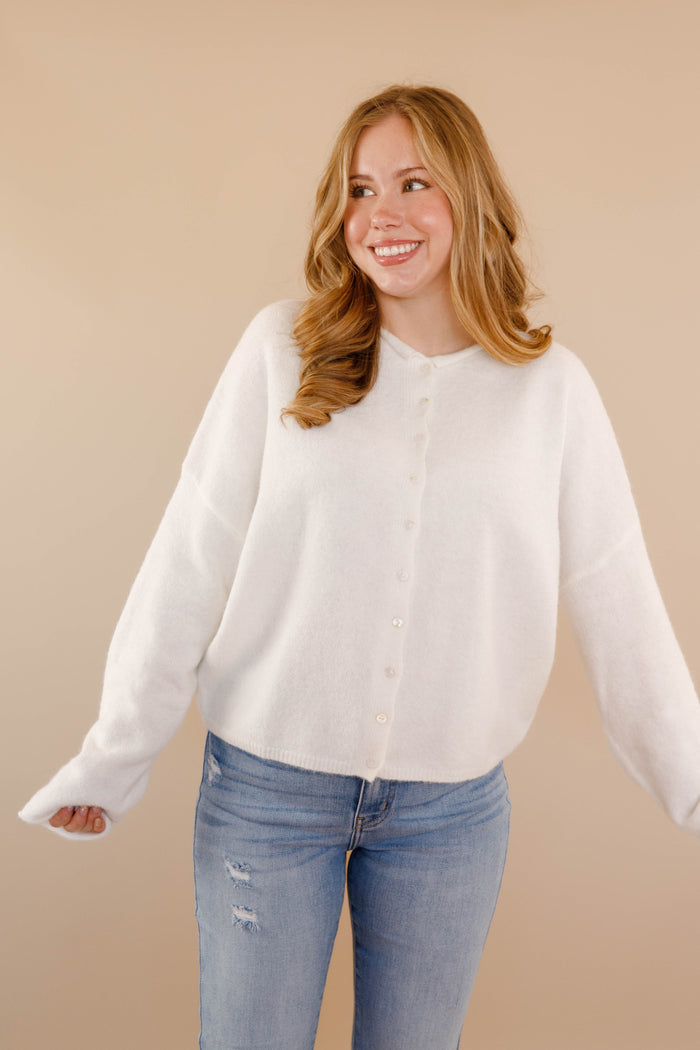 Rolled Neck Collar Cardigan- Things Between Cardigan- Emilie K Cardigan