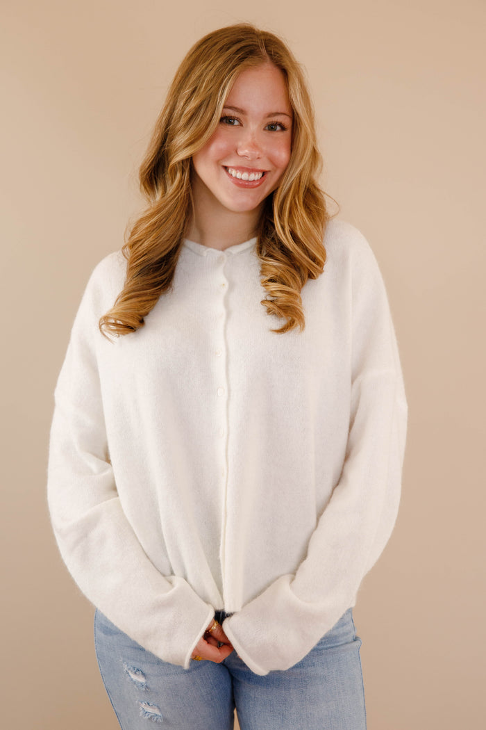 Rolled Neck Collar Cardigan- Things Between Cardigan- Emilie K Cardigan