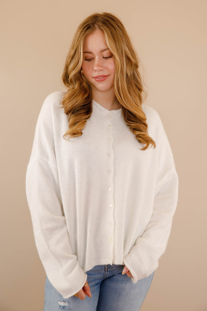 Rolled Neck Collar Cardigan- Things Between Cardigan- Emilie K Cardigan