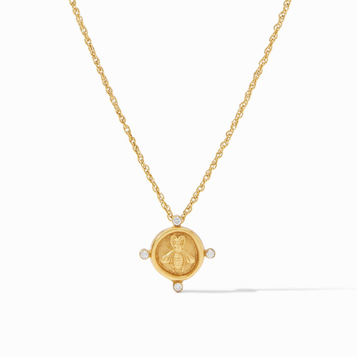 Bee Cameo Solitaire Necklace Gold OS