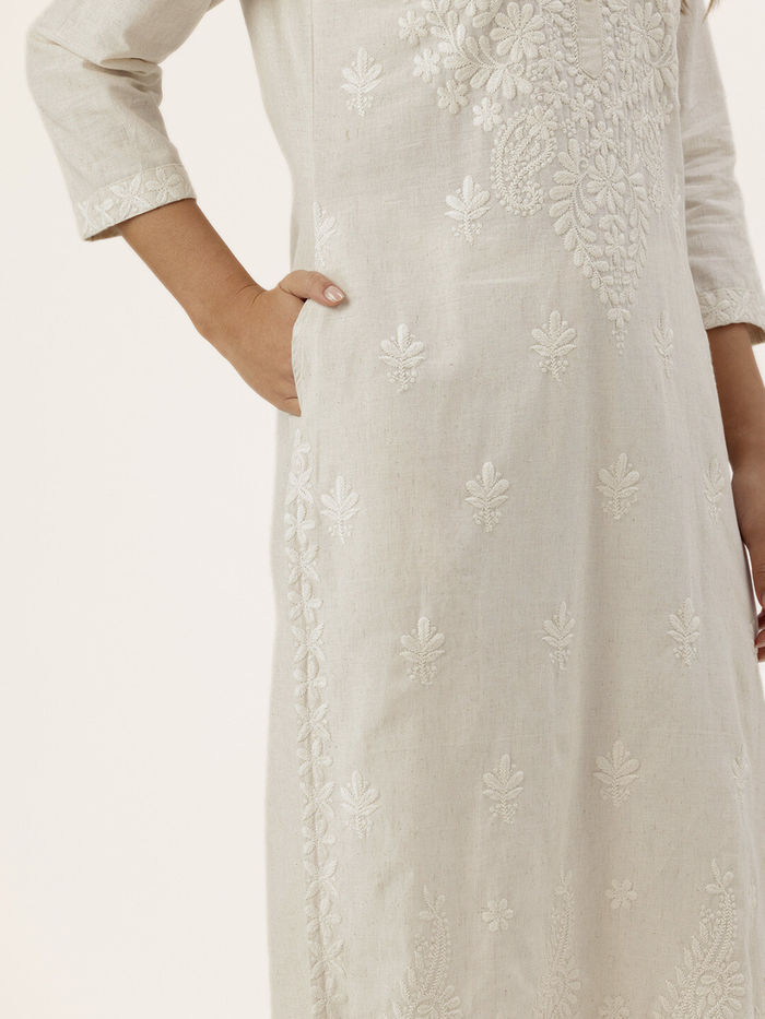 Beige Embroidery Kurta