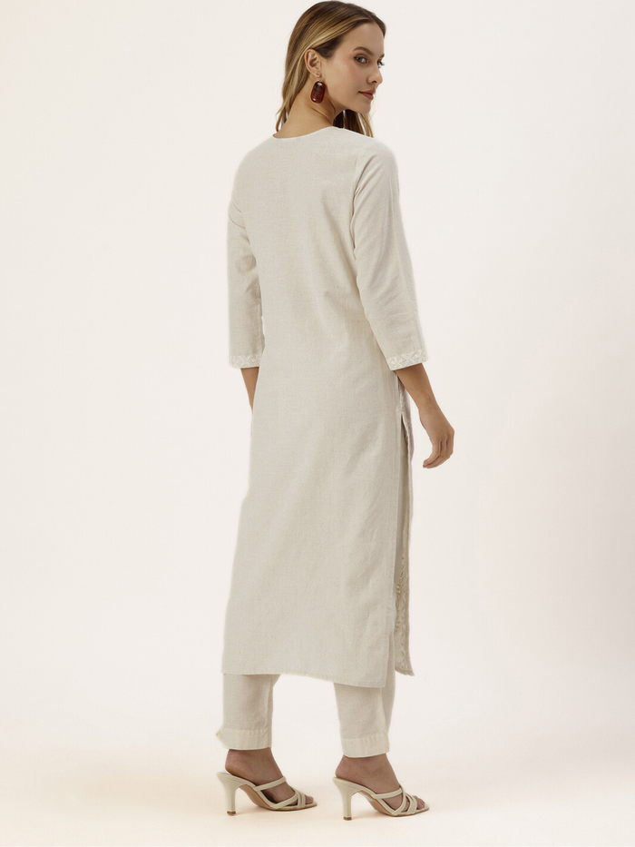 Beige Embroidery Kurta
