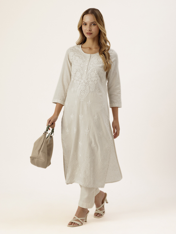 Beige Embroidery Kurta